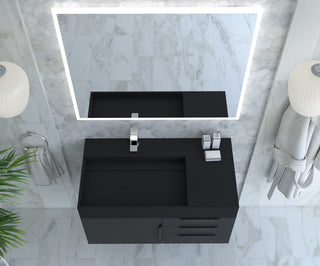 CastelloUSA Amazon 36" Wall Mount Vanity Set, Black, Black Top, Black Handles