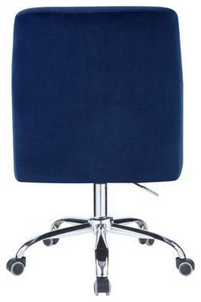 Benzara BM269060 Office Chair, Sleek Track Arms & Nail head Trim, Blue/Chrome