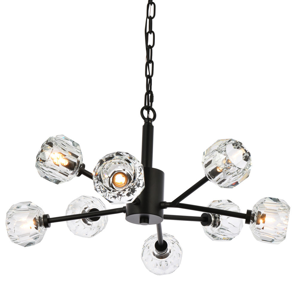 8 Light Pendant, Black