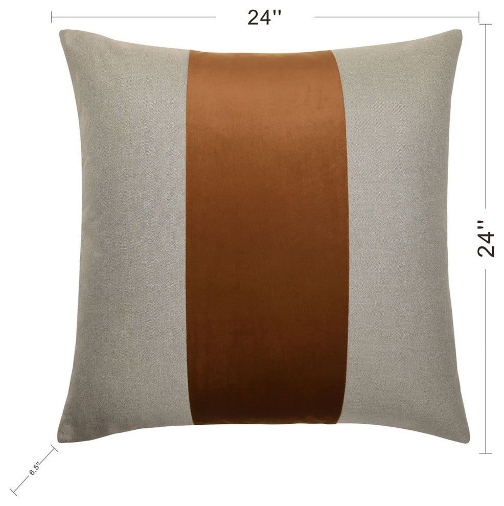 Dann Foley Lifestyle-Banded Throw Pillow-24"x24"-Pale Yellowish-Gray, Cinnamon