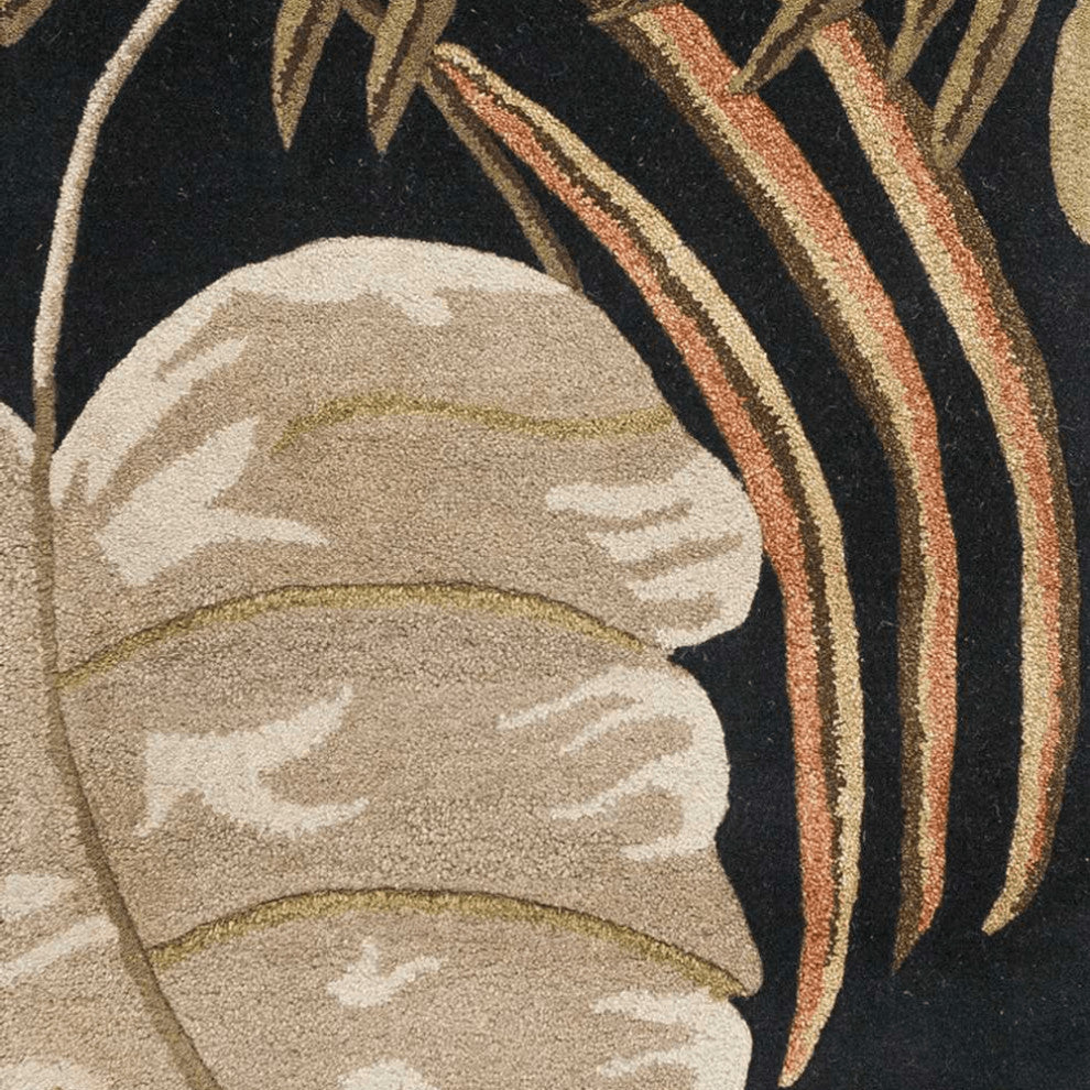 2' X 8' Midnight Leaves Wool Runner Rug