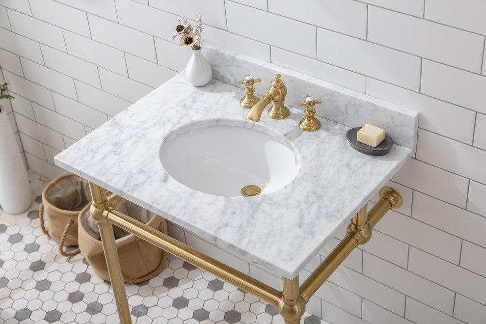 Embassy 30" Wash Stand Set, Gold, Satin Brass F2-0013 Faucet