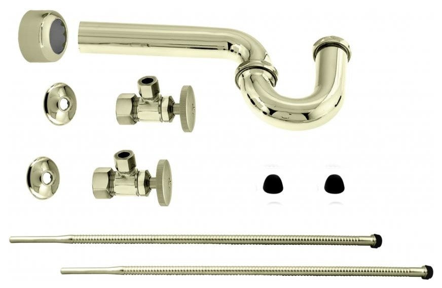 Standard Pedestal Lavatory Kit With Round Handles, Polished Brass