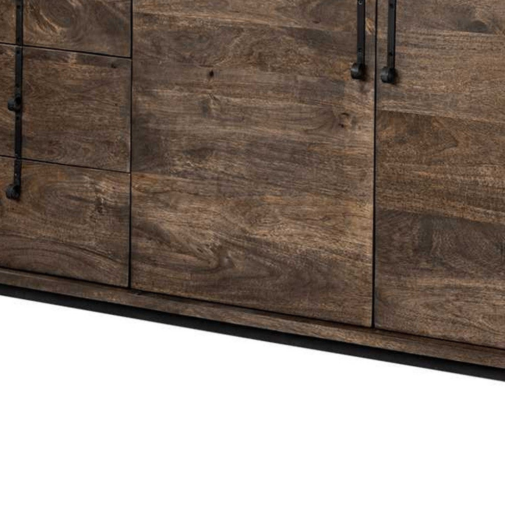 72" Brown Solid Wood Six Drawer Sideboard With 2-Doors