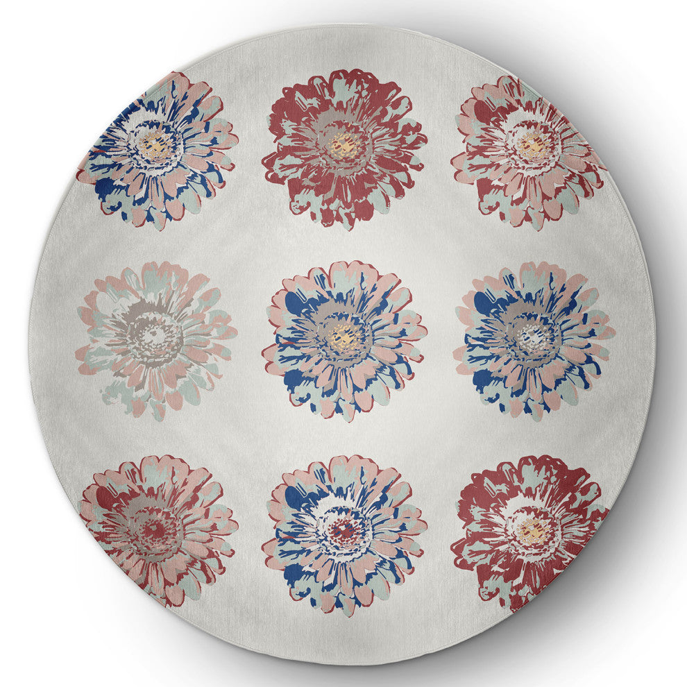 Gypsy Floral Spring Chenille Rug, Ligonberry Red, 5' Round