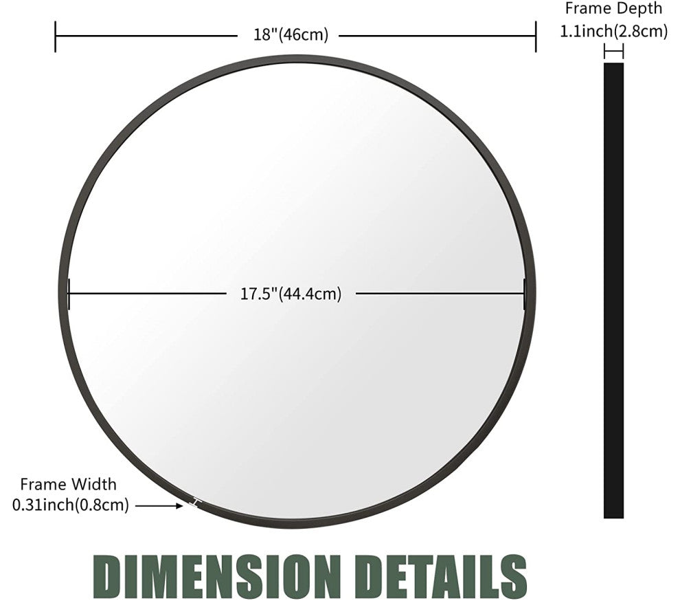 Black Metal Frame 18 Inch Round Mirror