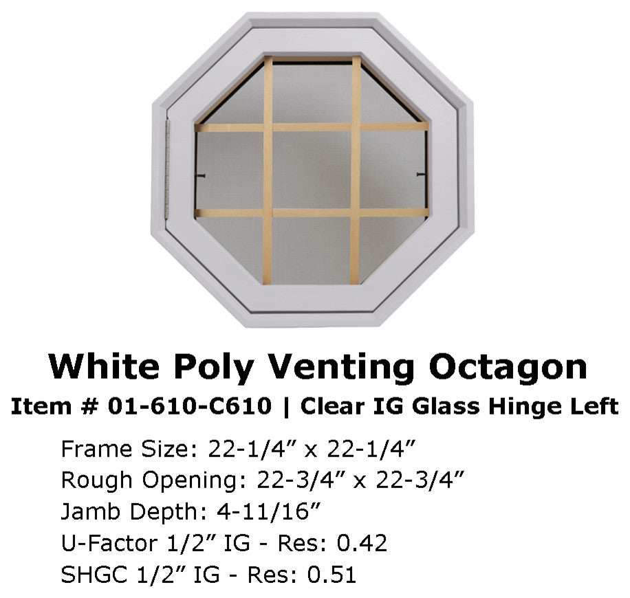 Rambler Breeze 4 Season Poly Window, Grille, Hinged Left, White, Clear Insulated