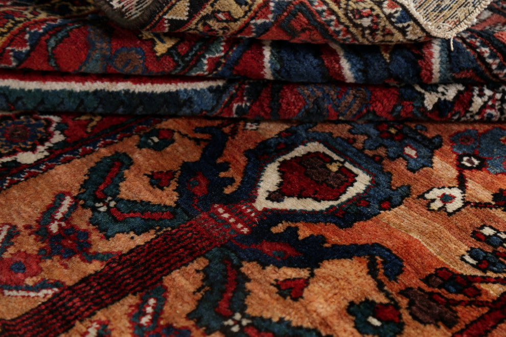 Consigned, Traditional Antique Oriental Handmade Persian Area Rug, Blue, 12x18