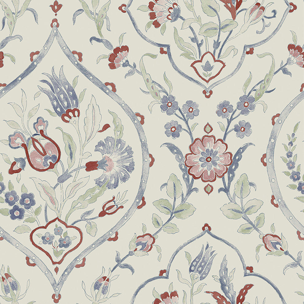 Laura Ashley Foscot Damask Wallpaper, Crimson Red