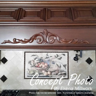 16 3/8"W  x 4 3/4"H x  3/4"P Marcella Medium Leaf with Scrolls Onlay