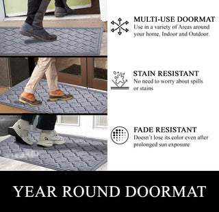 A1HC Superior Absorbant Polypropylene Doormat, Light Gray Ogee, 24"x36"