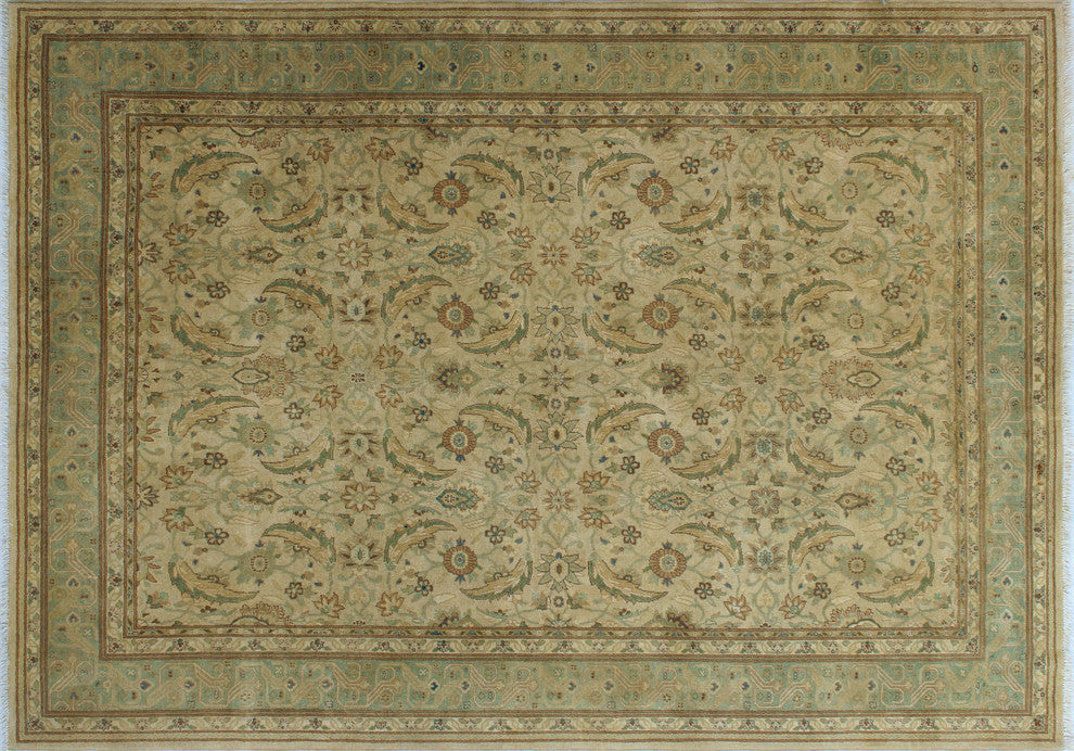 Turkish-Knotted Ankara Lahore Beige Rug, 6'2x8'7