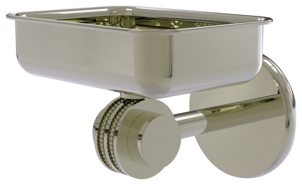 Satellite Orbit Two Wall Mount Soap Dish With Dotted Accents, Polished Nickel