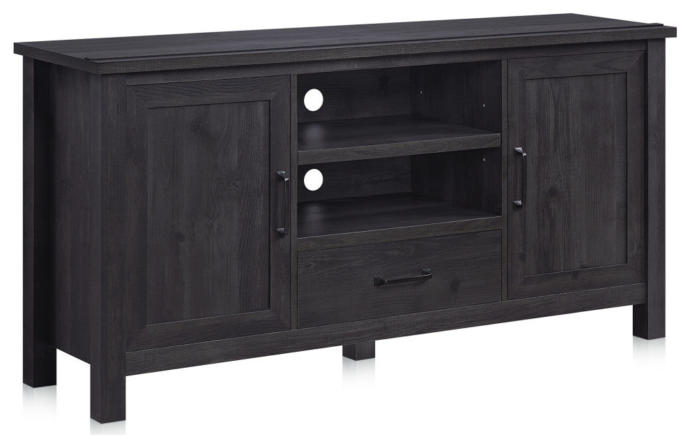 60 Inch Farmhouse TV Stand or Entertainment Center, Rustic Gray