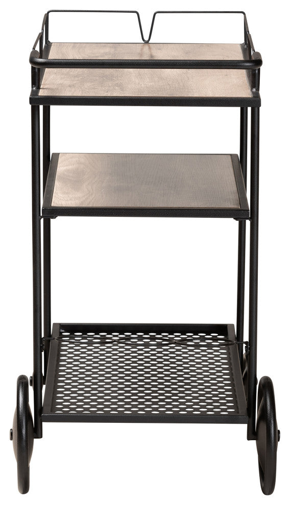 Tianna Wood and Metal Mobile Wine Cart