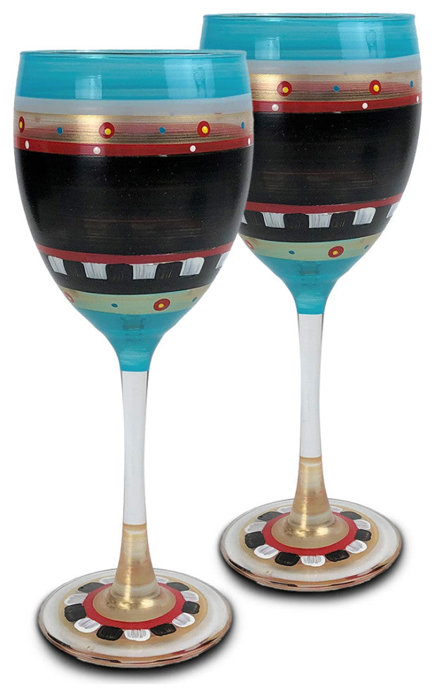 Mosaic Chalk Wine Glasses, Set of 2