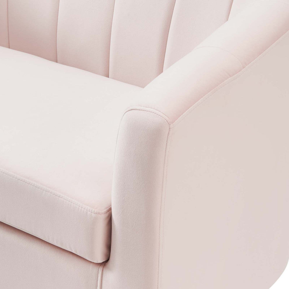 Tufted Loveseat Sofa, Velvet, Pink, Modern, Living Lounge Hotel Hospitality
