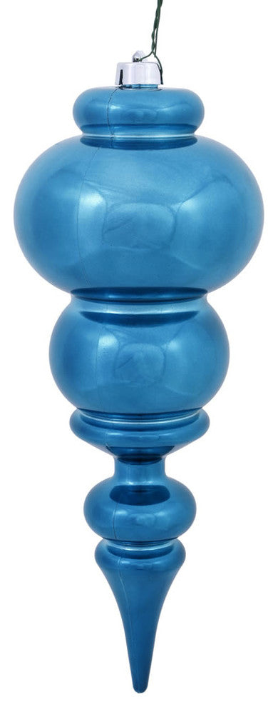 Vickerman N150612DSV 14" Turquoise Shiny Finial Ornament
