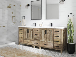 Malibu Mango 84 Double Sink Bath Vanity in Natural 2" Carrara Quartz