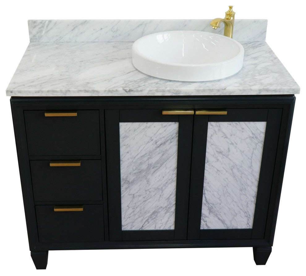 43" Single Vanity, Dark Gray Finish With White Carrara