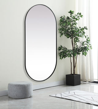 Home Living Metal Frame Oval Mirror 36x72 Inch, Black