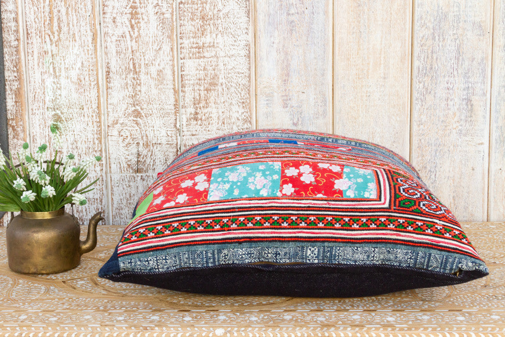 Large Antique Hmong Patch Pillow