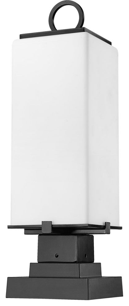 Zlite 593PHMS-SQPM-BK 2-Light Outdoor Pier Mounted Fixture, White Opal
