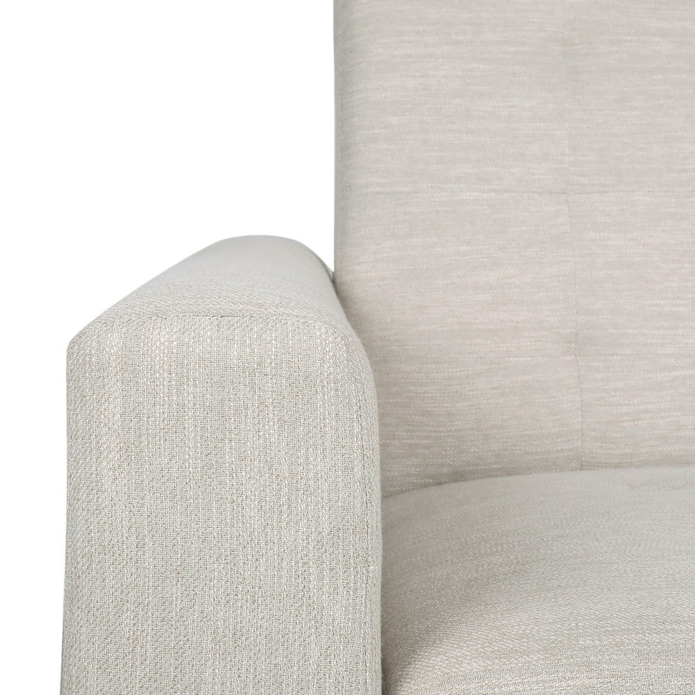 Langseth Contemporary Tufted Pushback Recliner, Beige/Dark Brown, Fabric