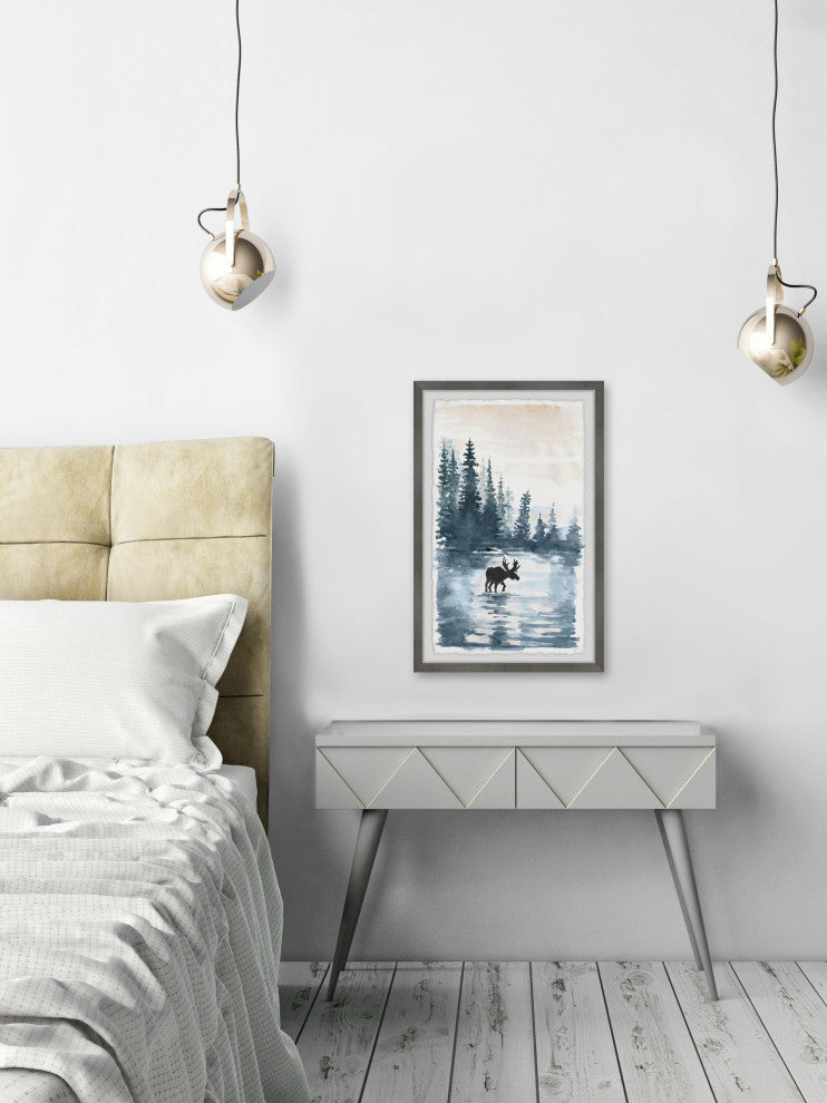 "Crossing the Lake" Framed Painting Print, 12x18