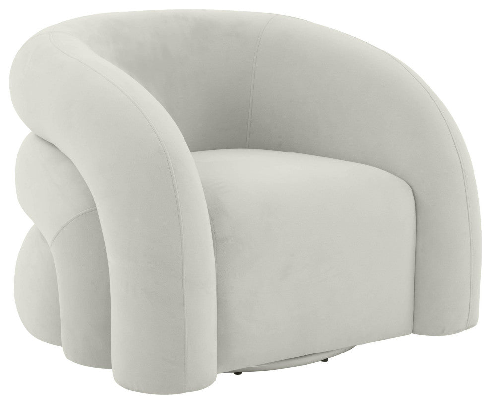 Slipper Light Gray Velvet Swivel Chair