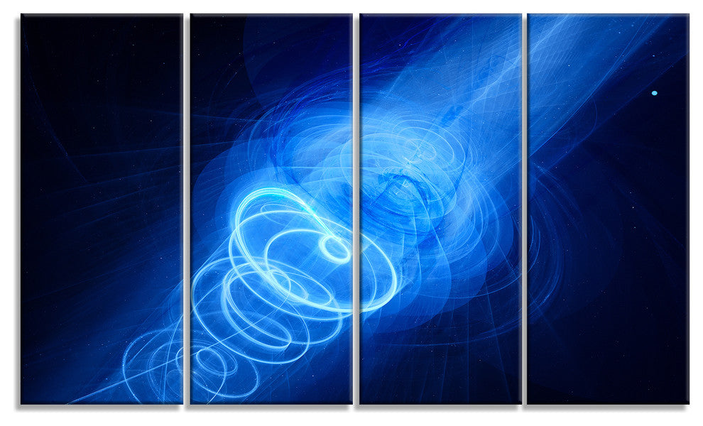 New Plasma Weapon in Space, Large Abstract Canvas Wall Art, 48"x28", 4 Panels
