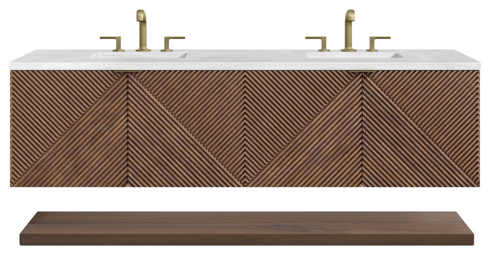Marcello 72" Double Vanity, Chestnut, Arctic Fall