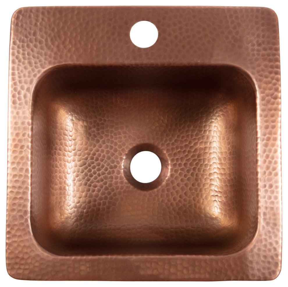 Angelico Copper 15" Single Bowl Drop-In Kitchen Sink