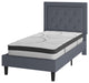 Roxbury Tufted Upholstered Platform Bed -10 Inch Foam & Pocket Spring Mattress, Light Gray, Twin
