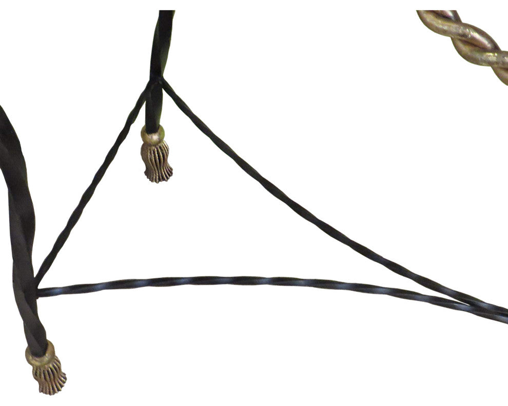 Black Gold Iron Swag Tassel Console Table Ornate Marble Metal Sofa Rope 36"