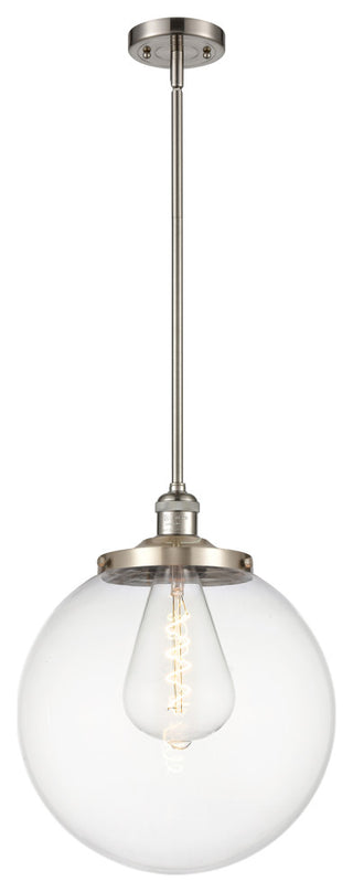 Beacon Pendant, Brushed Satin Nickel, Clear