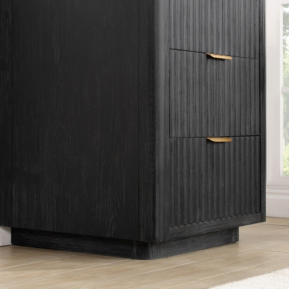 Vinnova Cadiz Bath Vanity, Composite Stone Top, Black, 24", No Mirror