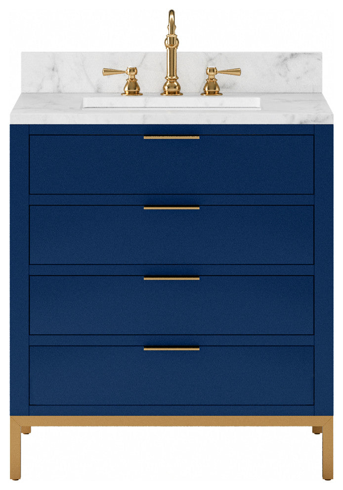 Bristol 30" Marble Countertop Vanity, Monarch Blue