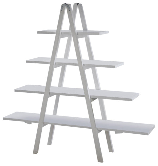 4 Tier A-Frame Wooden Display Shelf, White