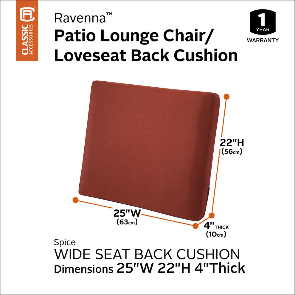 Patio Back Cushion Slip Cover and Foam-Durable Cushion, Spice, 25"x22"x4"