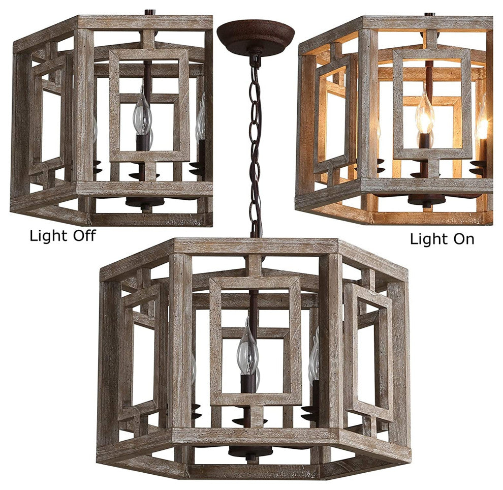 6 Light Wood Chandelier Rust Farmhouse Pendant Light Fixture