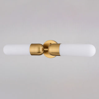 Thalia 24.75" Bath Bar Vanity Light White Glass Shade, Antique Gold