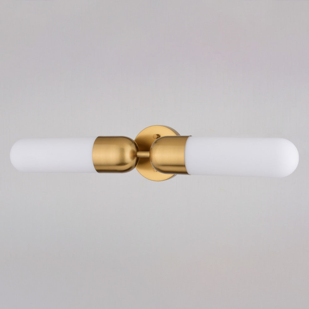 Thalia 24.75" Bath Bar Vanity Light White Glass Shade, Antique Gold