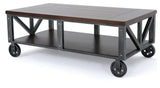 GDF Studio Dresden Faux Wood Coffee Table With Antique Black Iron Frame, Rustic