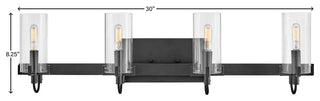 Hinkley Ryden Large Four Light Vanity, Black