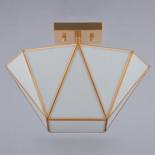 Burnett 2-Light Matte Black Mid-Century Modern Semi Flush Mount Ceiling Fixture, Muted Brass