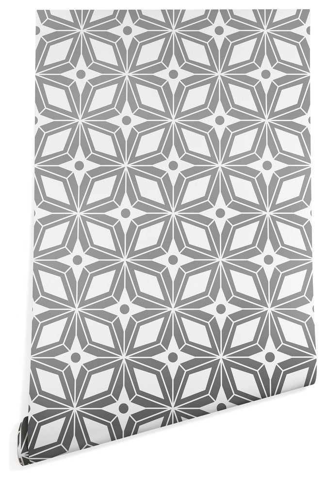 Deny Designs Heather Dutton Starbust Gray Wallpaper, Gray, 2'x8'