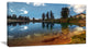 Clear Lake with Row of Pine Trees, Landscape Canvas Art Print, 32"x16"