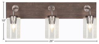 Oxbridge 3 Light Bath Bar, Graphite & Painted Distressed Metal, 4" Clear Bubble