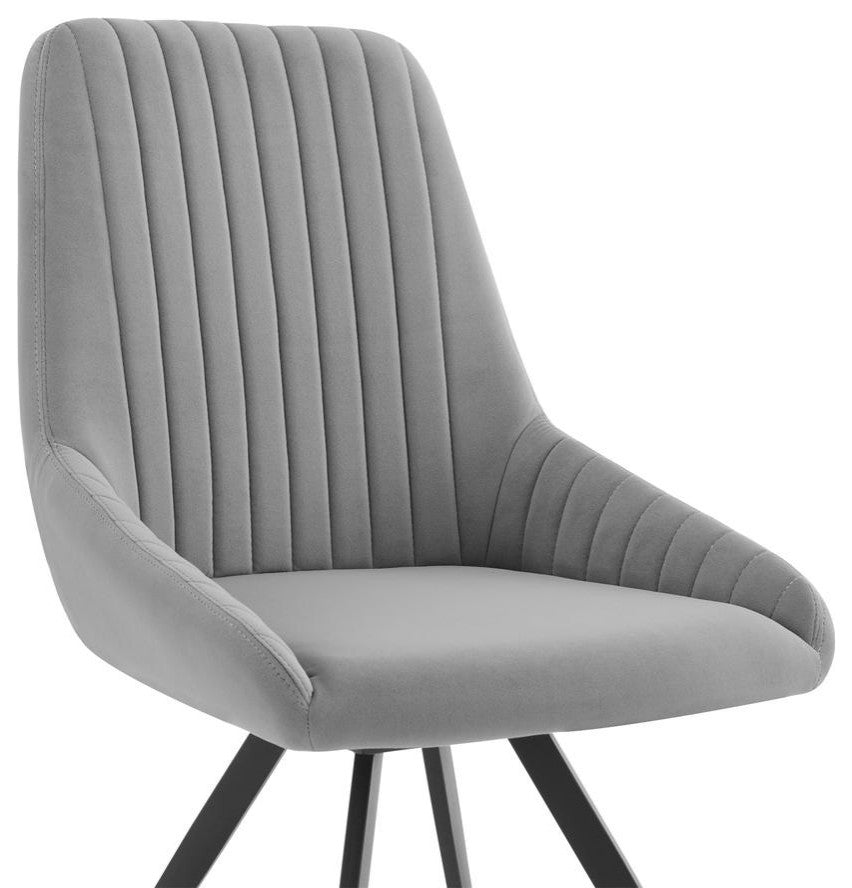 Alison Swivel Gray Velvet and Metal Dining Room Chairs - Set of 2